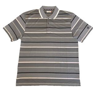 Ben Hogan XL Mens S/S Golf Polo Shirt Black White Gray Striped